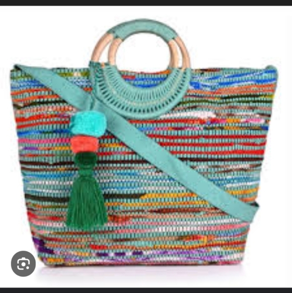 America & Beyond Ocean Upcycled Handwoven Tote With Strap Large